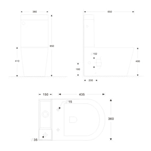 Brevis kit WC à poser sans bride en céramique + robinet eau froide S-Line Pro + tuyau de raccordement Siko (SATBRE34)