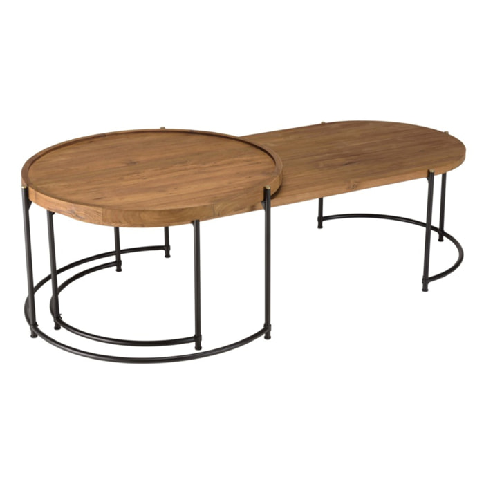 SIXTINE - Set de 2 tables basses ovale et ronde