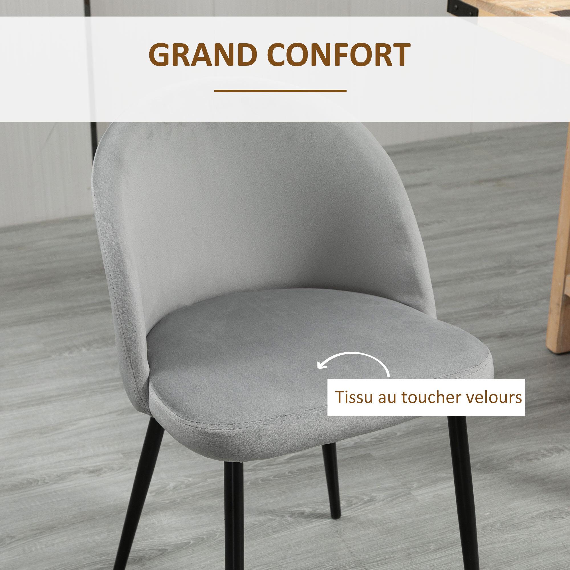 Chaises de visiteur design scandinave - lot de 4 chaises - velours gris bleu canard moutarde