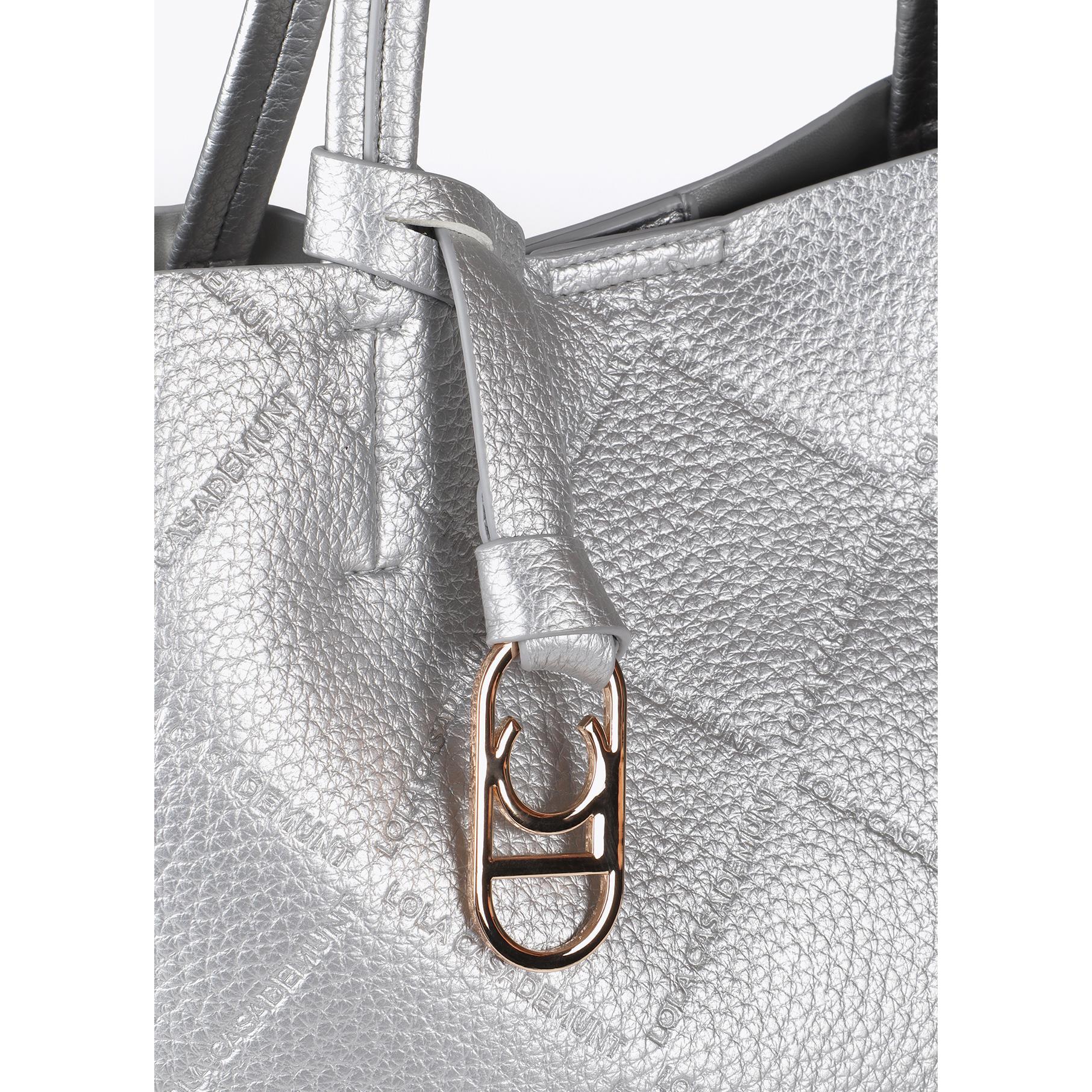 Shopper effetto pelle monogramma con logo ovale pendente