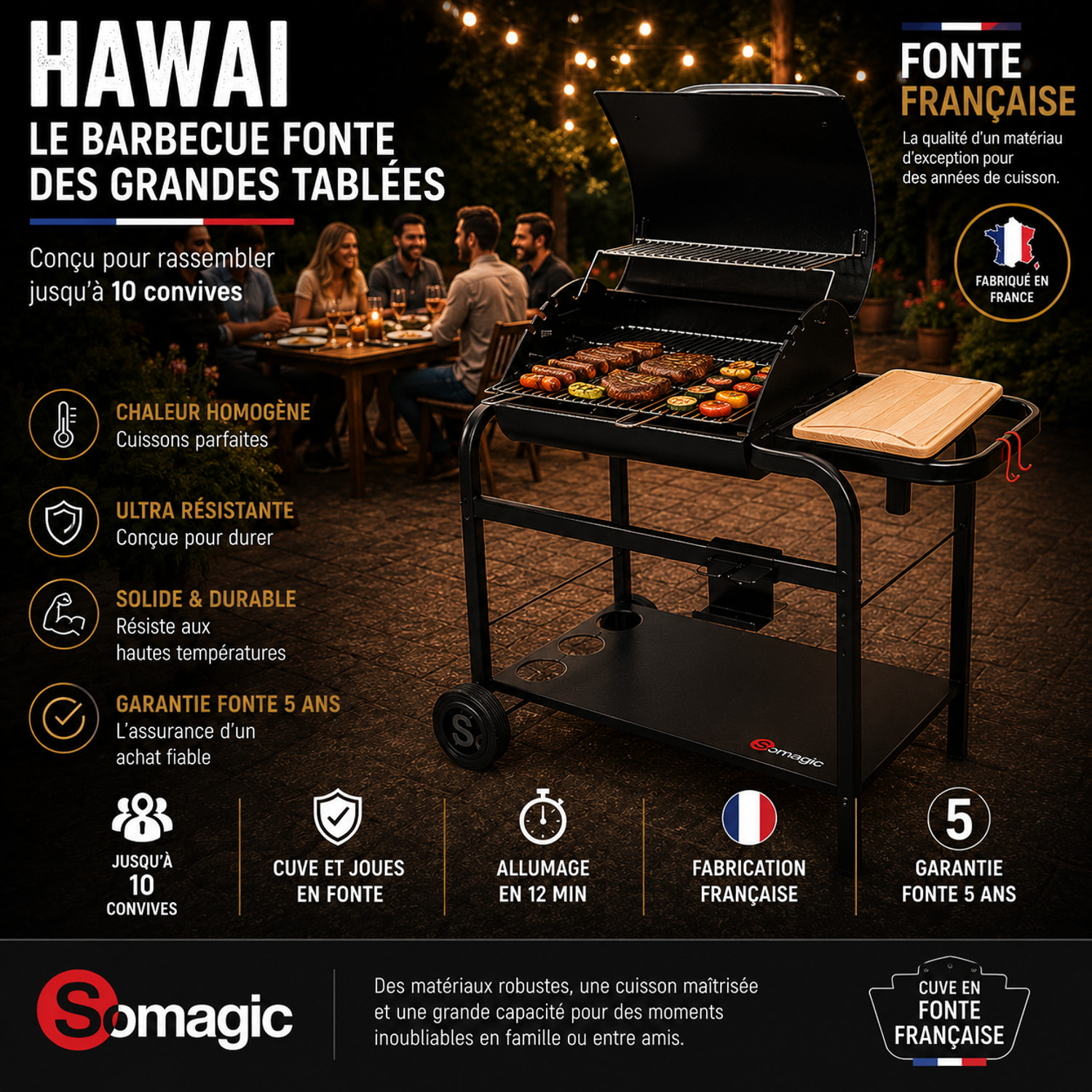 Barbecue au charbon de bois VULCANO 2600