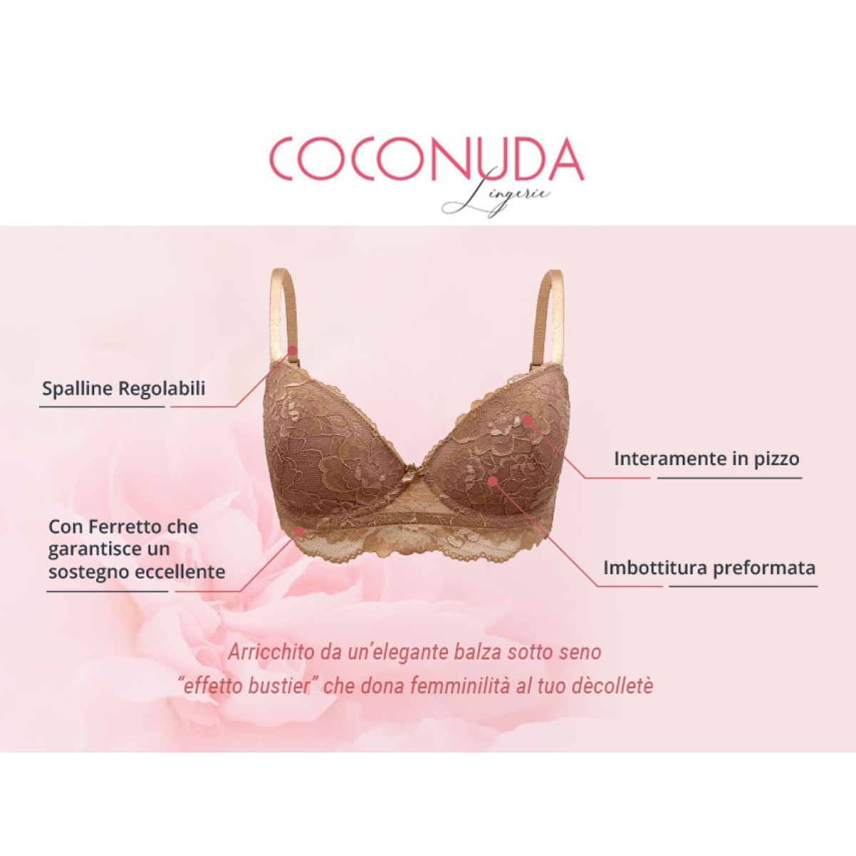 3 Reggiseni Donna Coconuda Art. Peonia Coppa B