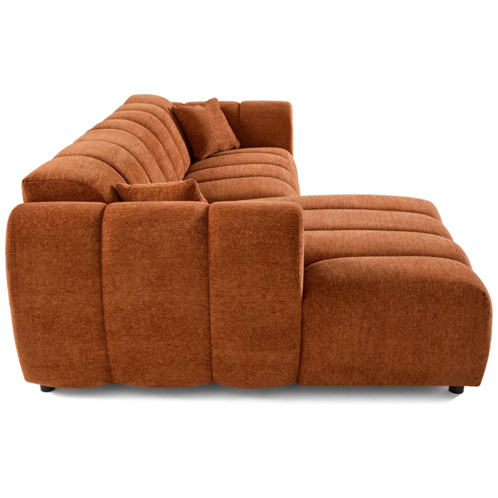 Curtis - canapé d'angle gauche 4 places en tissu texturé - Terracotta