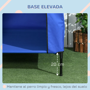 Caseta para Perros 130x85x121 cm Cama Elevada para Mascotas con Cubierta Desmontable y Ventanas de Malla para Perros Grandes y Extra Grandes Azul