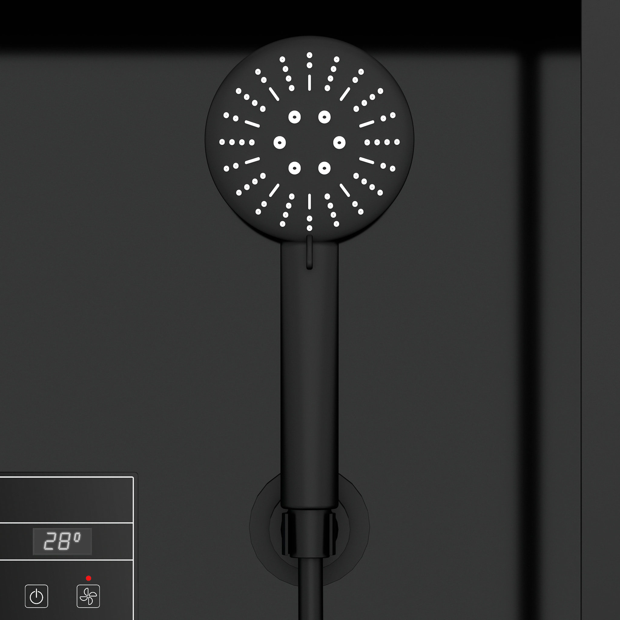 Cabine de douche Hydromassante 115x90x218 cm - Porte coulissante - Fonds & Profilés Noir Mat
