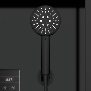 Cabine de douche Hydromassante 115x90x218 cm - Porte coulissante - Fonds & Profilés Noir Mat