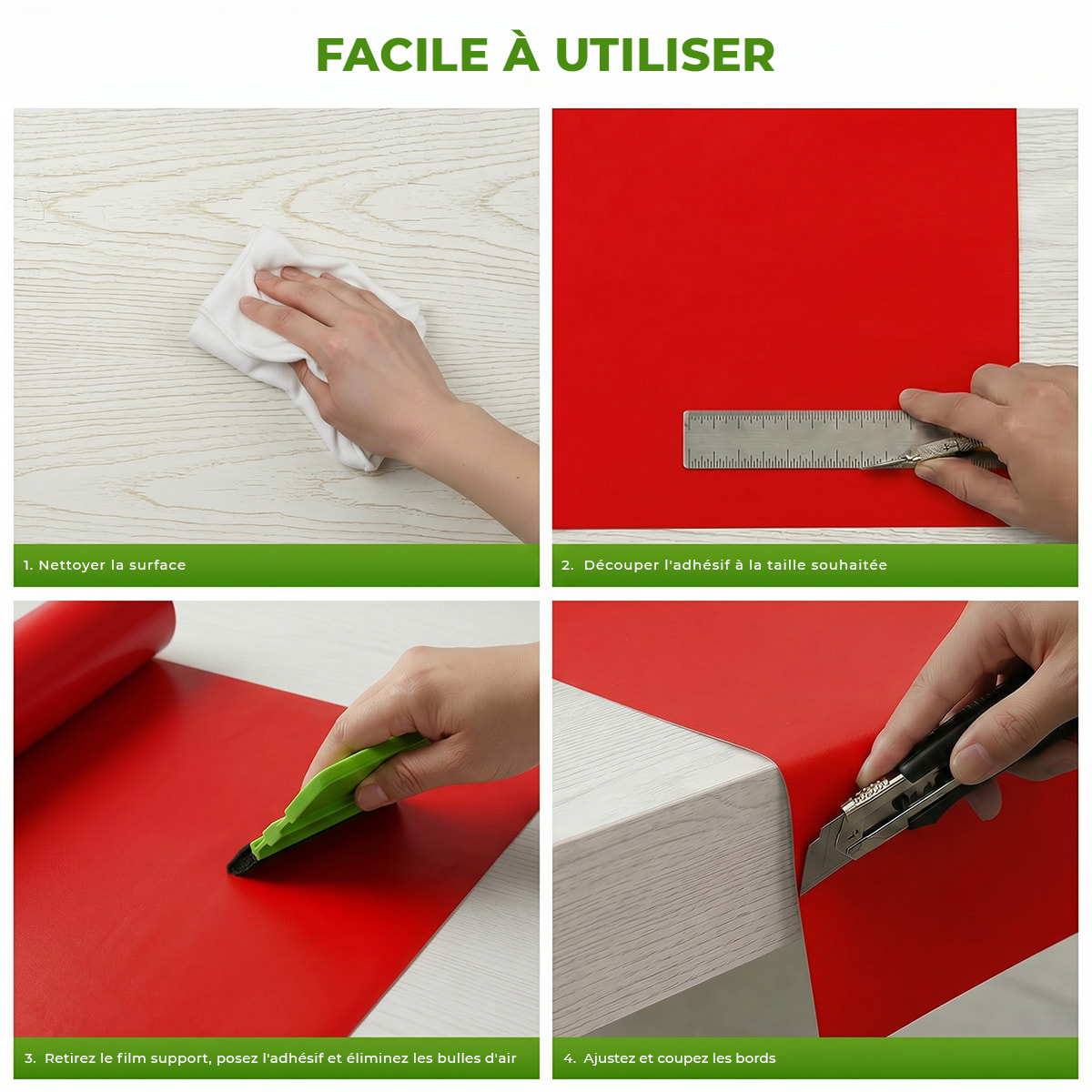 Rouleau adhésif décoratif Vinyle au Mètre - Rouge tomate - Sticker Lavable Imperméable Mur Cuisine Meubles