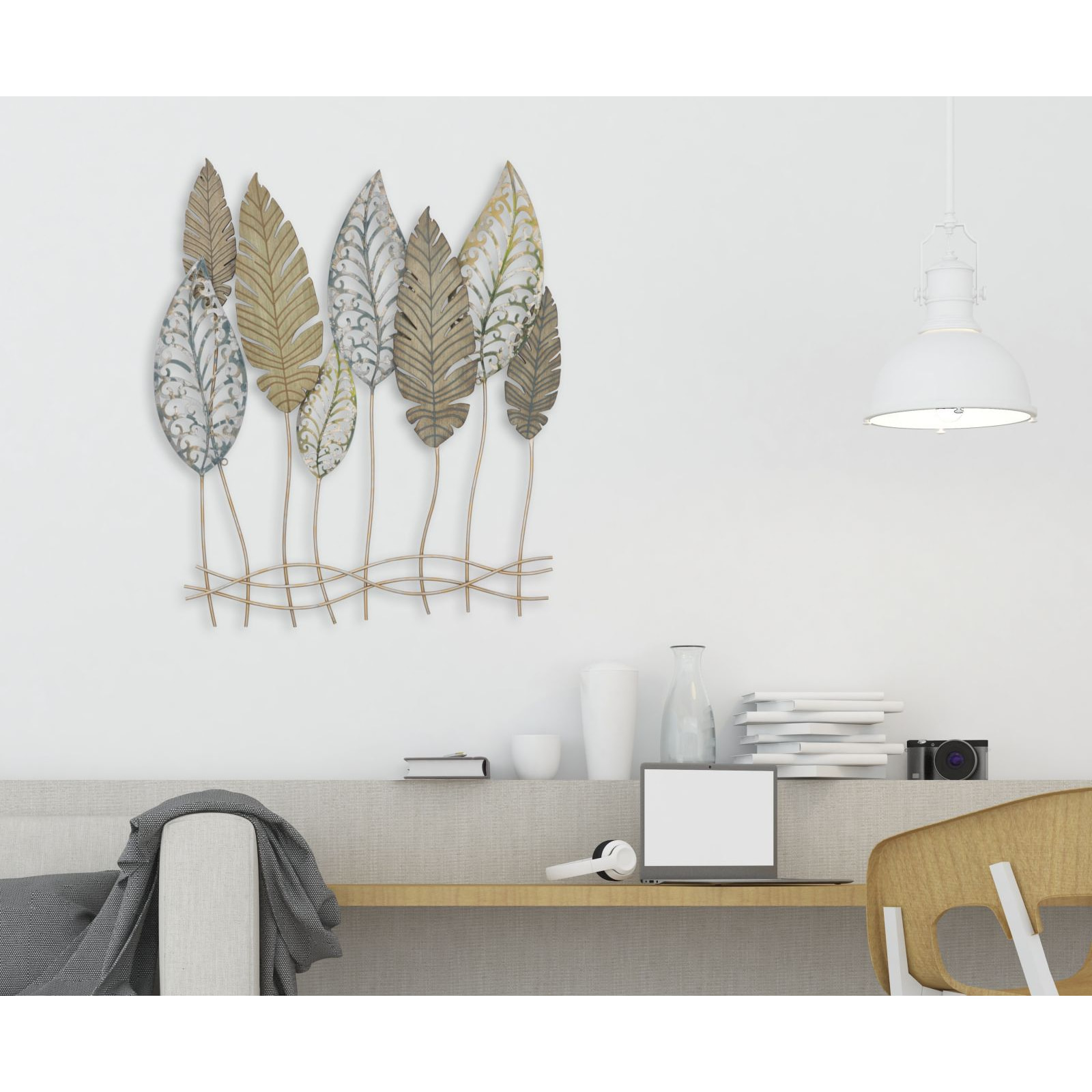 PANNELLO IN FERRO E LEGNO FOGLIE -C- CM 75X2,5X87