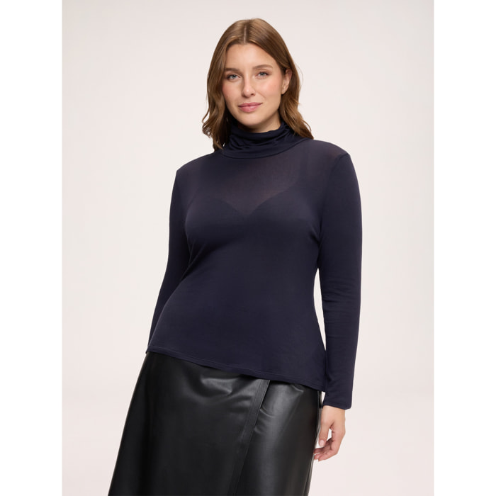 Fiorella Rubino - Maglia dolcevita second skin misto cashmere - Blu