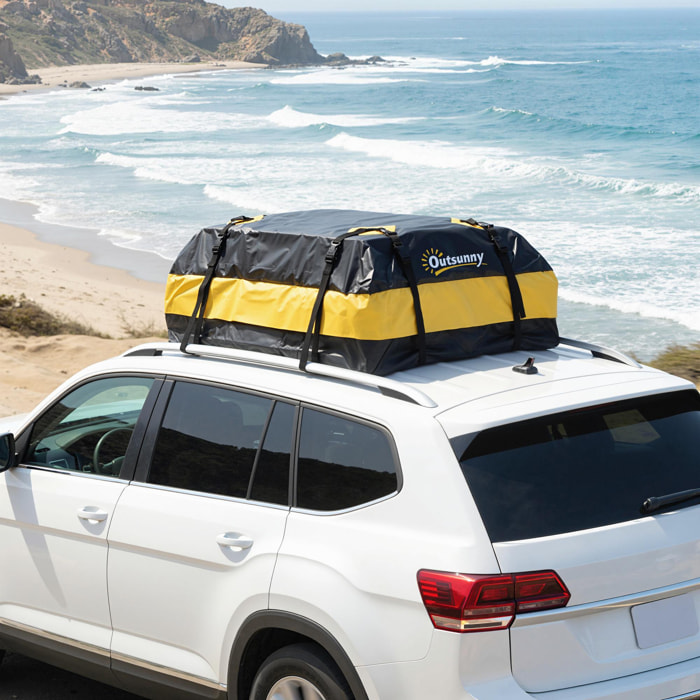 Bolsa de Techo para Coche 425L, Impermeable, Cofre de Techo para Coche con 8 Correas Ajustables, Alfombrilla Antideslizante, Ganchos, Adecuada para Todos Los Vehículos con/sin Portaequipajes
