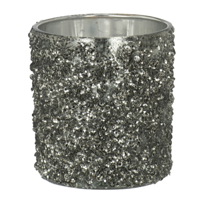 J-Line photophore Paillettes - verre - gris - small - 4 pcs
