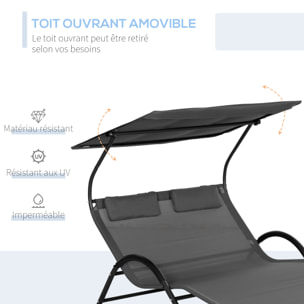Balancelle de jardin 3 places grand confort toit inclinaison réglable épais coussins polyester acier époxy gris