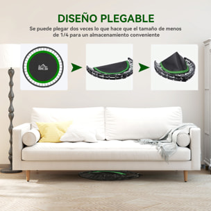 Trampolín de Fitness Adultos Ø102 cm, Cama Elástica Plegable con Mango Ajustable de 4 Niveles, Marco de Acero, para Entrenamiento Piernas, Cuerpo en Hogar, Oficina, Gimnasio, Negro y Verde