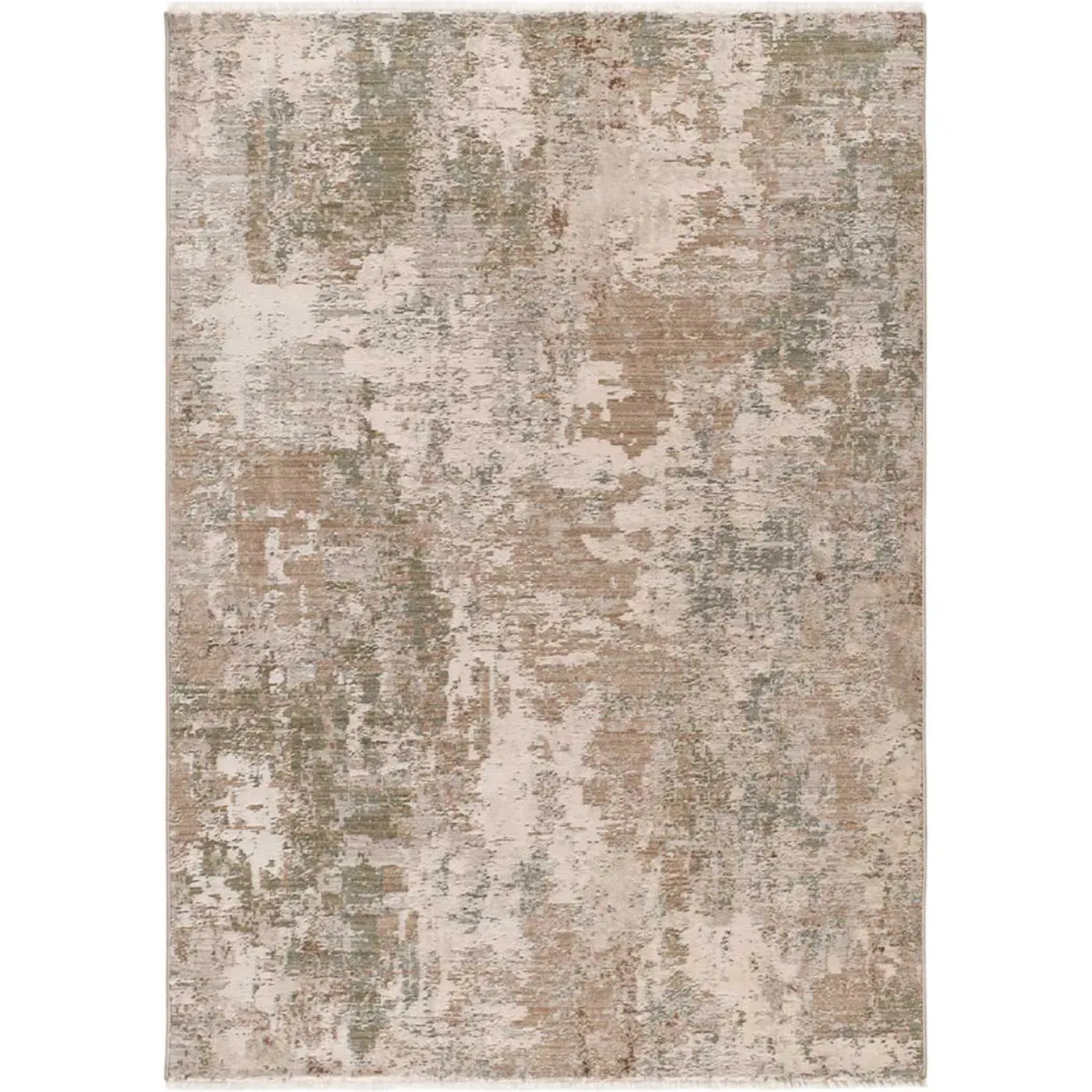 ONA Alfombra abstracta con flecos beige y verde, varias medidas disponibles.