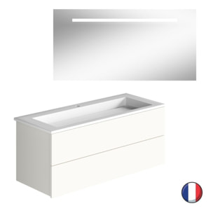 Meuble vasque 120 cm BURGBAD Cosmo blanc mat + miroir