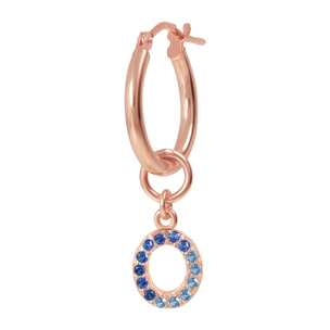 Orecchino a Cerchio con Ciondolo Lettera O in Pavé di Cubic Zirconia Blu