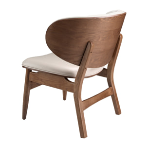 Sillón Angel Cerdá tapizados en polipiel en arena detalle en madera chapada en nogal natural patas de madera en noga 78x69x80cm