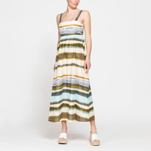 ABITO MIDI A STILE IMPERO IN LINO COTONE