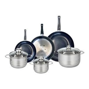 Ensemble de 3 Poêles de cuisson 20, 24 et 28 cm et 3 faitouts 14, 16 et 20 cm Elo Prima Brillant