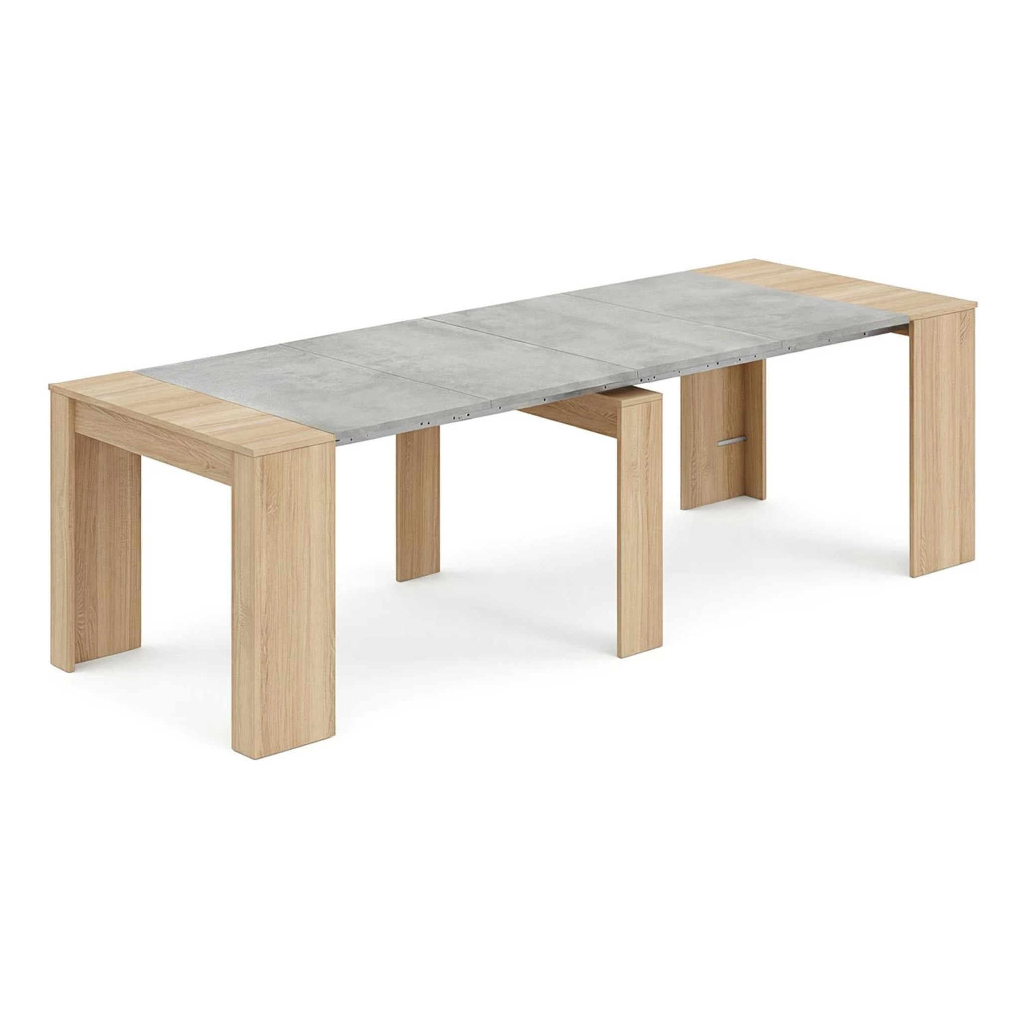 Mesa consola extensible en roble canadian y gris cemento 50-235x90 cm Denis Roble Canadian - Gris Cemento
