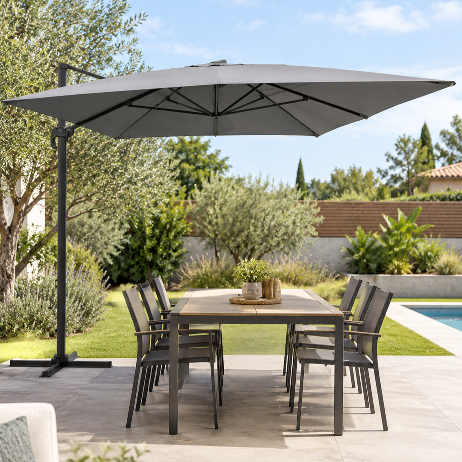 Parasol déporté MOLOKAI rectangulaire avec housse -