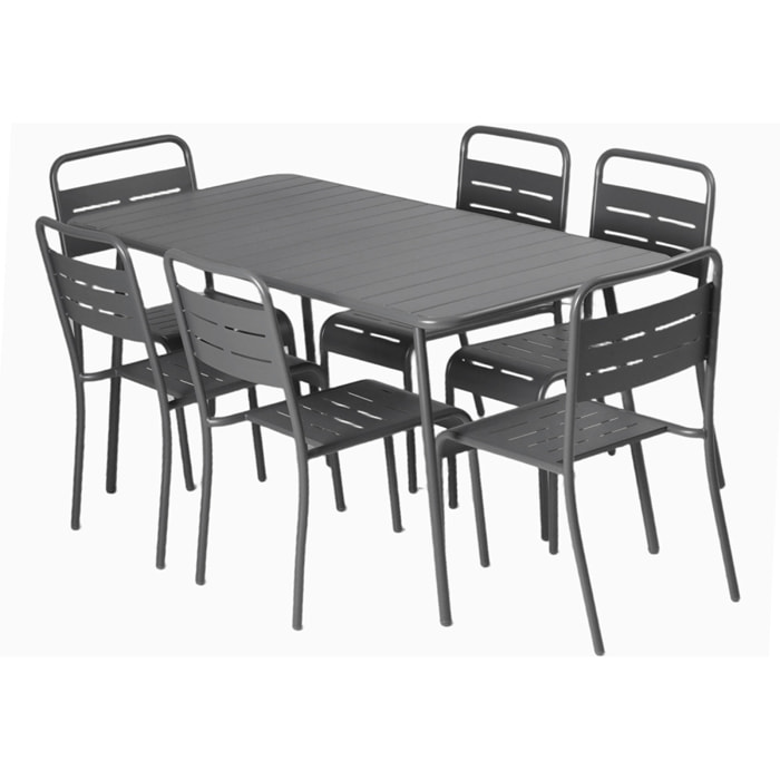 EVORA Ensemble table de jardin 160 cm et 6 chaises