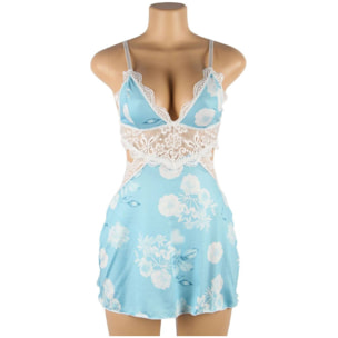 Babydoll azul con estampado floral