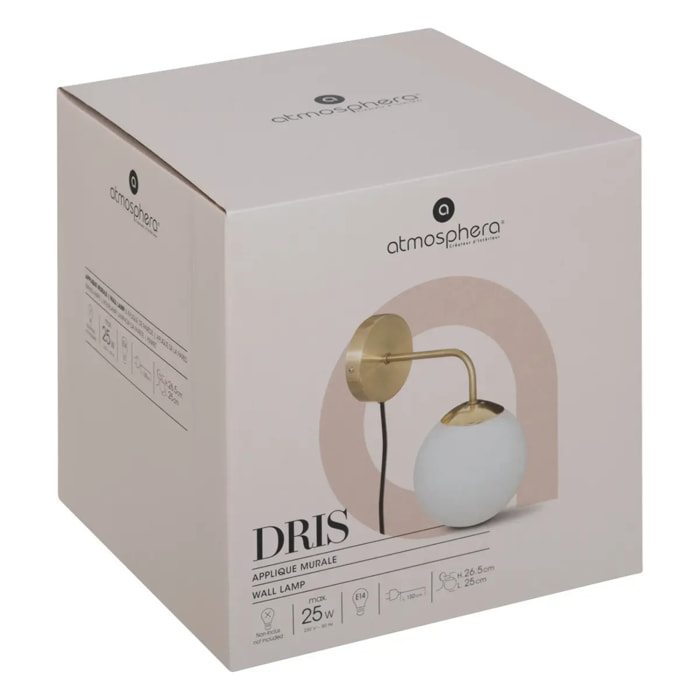 Applique murale "Dris" verre blanc D15cm