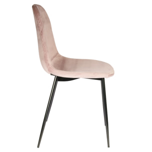 Lot de 4 Chaises - HOME DECO FACTORY - Giulia - Velours Côtelé - Roses