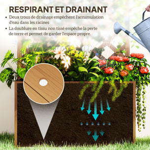 Jardinière avec treillis haut en bois verni 64 x 33 x 122 cm