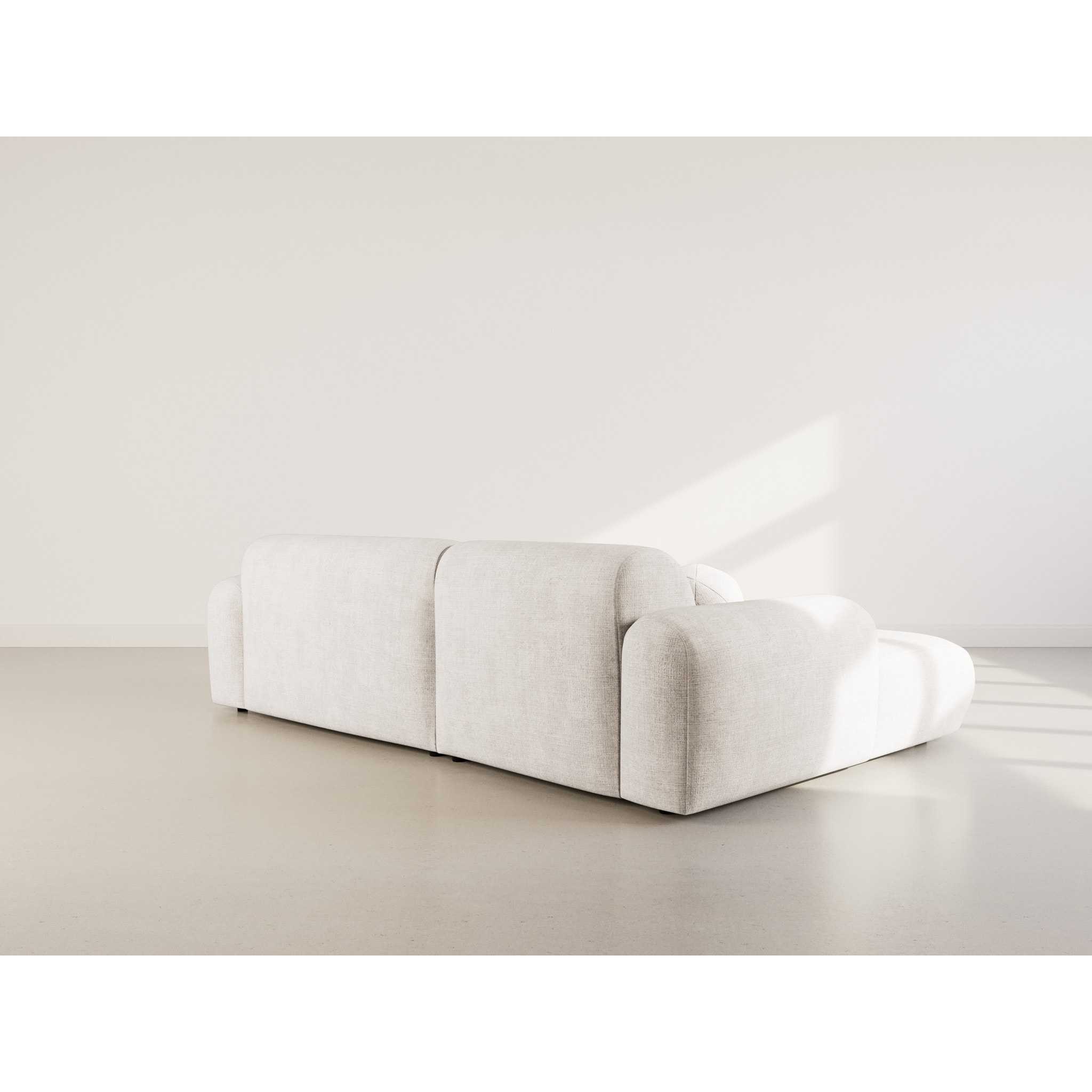 Louise - Canapé d'angle gauche 4 places en velours texturé - Beige