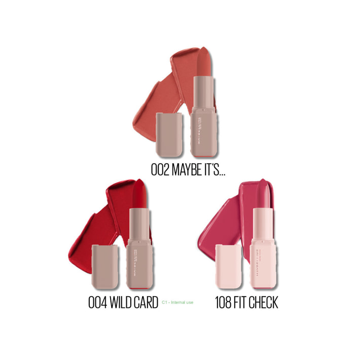 Maybelline New York Coffret Rouge à Lèvres Sérum Maybelline Sérum Lipstick 002 Maybe It's, 004 Wild Card, 108 Fit Check