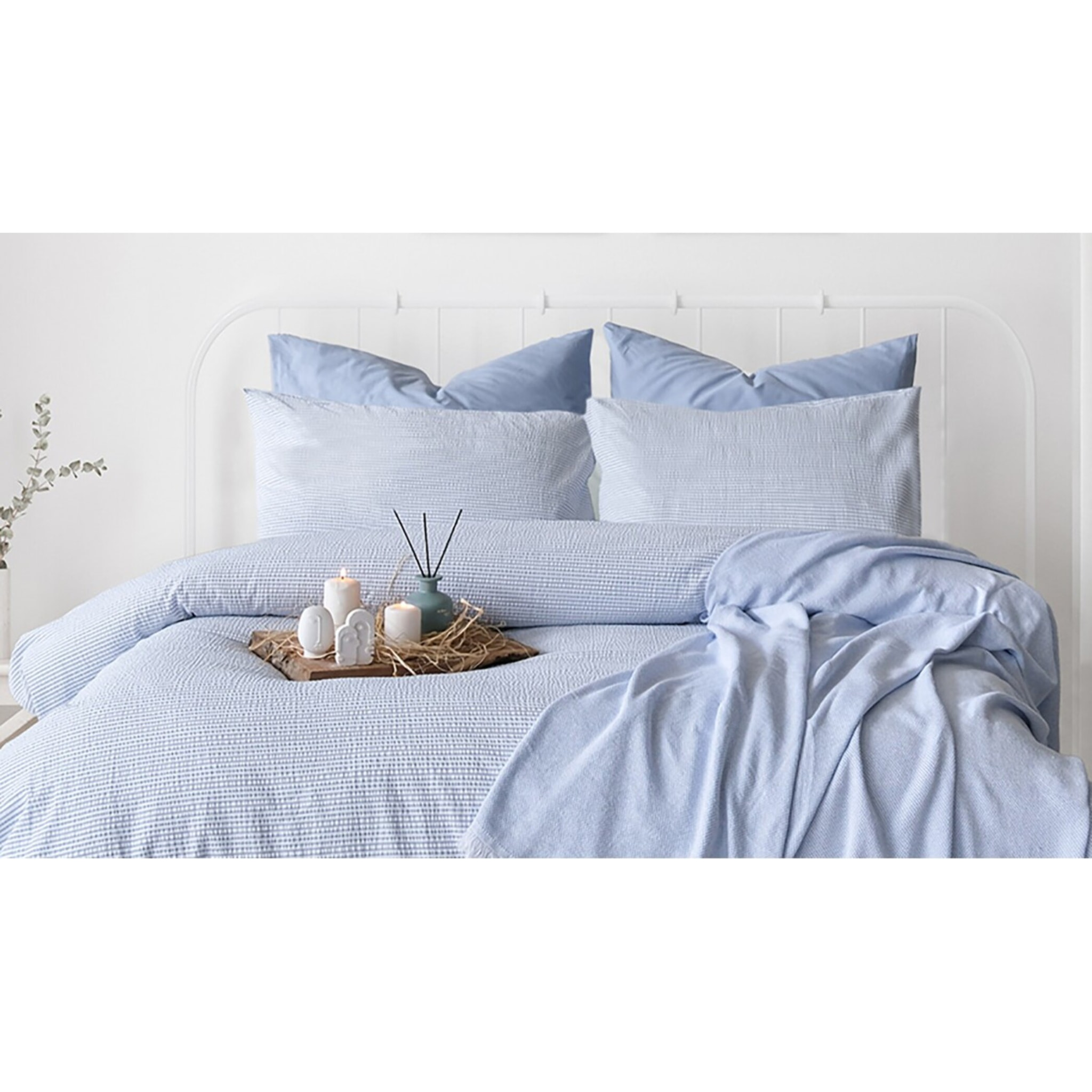 Parure housse de couette et taie(s) oreiller 100% Coton gaufré