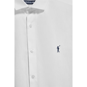 Camicia slim in popeline bianca con logo Rigby Go ricamato