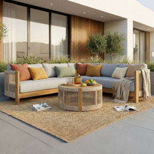 Salon de jardin d'angle 5 places en bois FSC - PRAIA