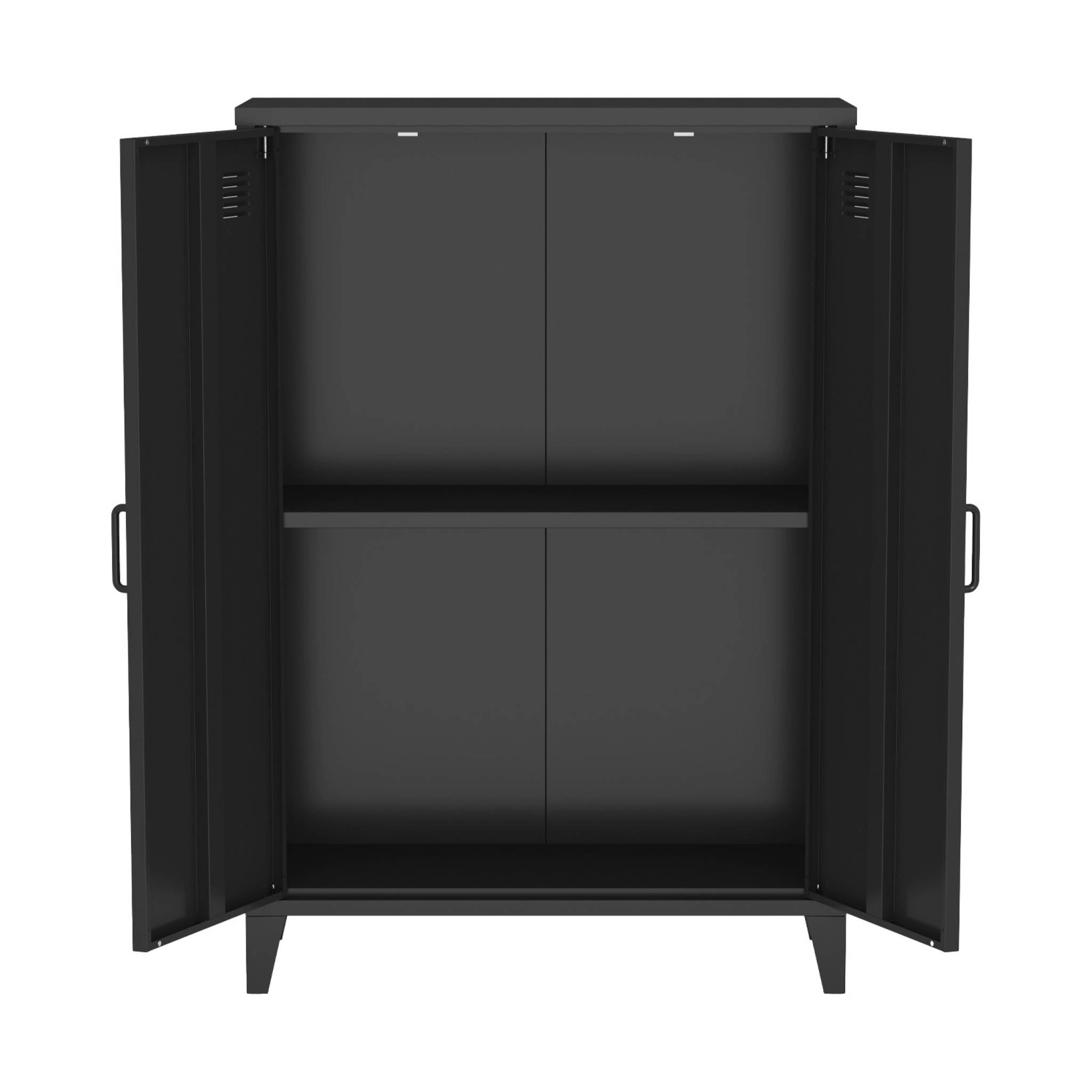 Lot de 2 commodes/armoires métal 2 portes Soho noir. casiers. L 75 x P 33 x H 110 cm