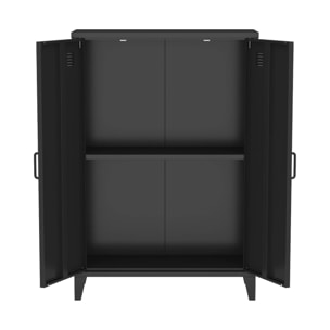 Lot de 2 commodes/armoires métal 2 portes Soho noir. casiers. L 75 x P 33 x H 110 cm