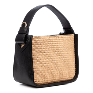 Baschi Bolso de mano Mujer. Fabricado en paja y piel auténtica Dollaro.