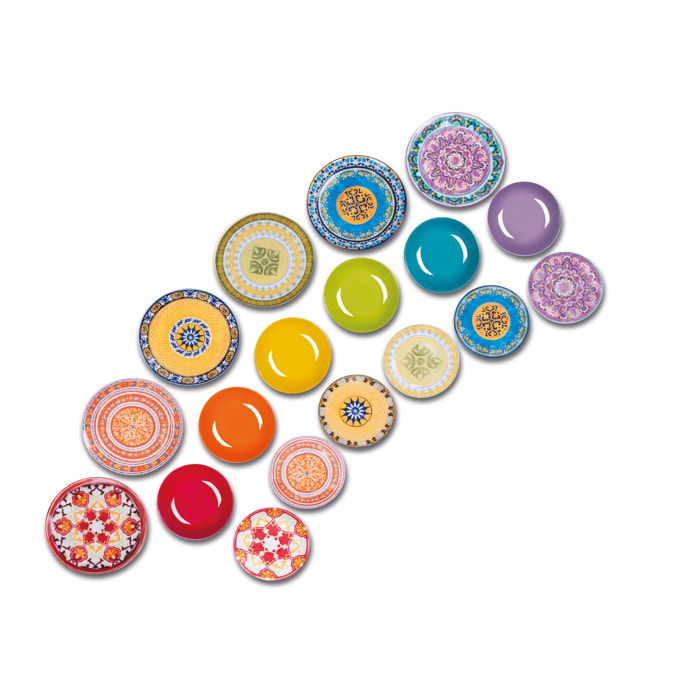 Servizio piatti 18 pezzi Excelsa Etno Chic, porcellana e stoneware multicolore