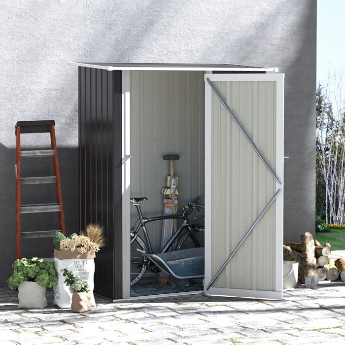 Caseta Jardín 1,07 m² 142x84x189 cm Acero Galvanizado con Puerta Cerradura Gris