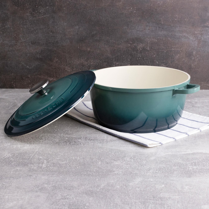 cacerola con tapa en aluminio fundido color verde