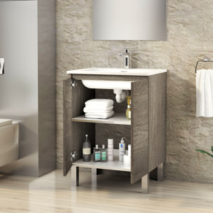 Conjunto de Baño Lust | 60 cm Nebraska | Dos Puertas | Lavabo Encastrado | No incluye Espejo | Mueble Montado | Alday