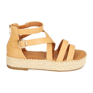 Sandalias beige, tacón de cuña de 3 cm