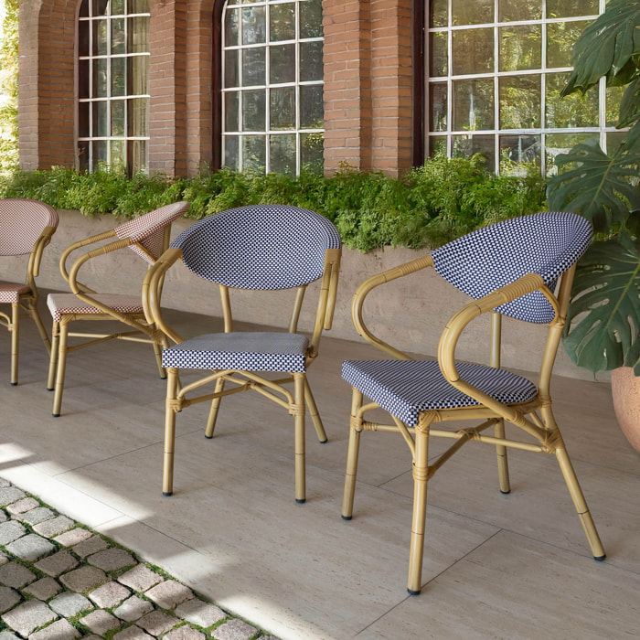 Lot de 2 fauteuils de table extérieur en textilène bleu AMALFI