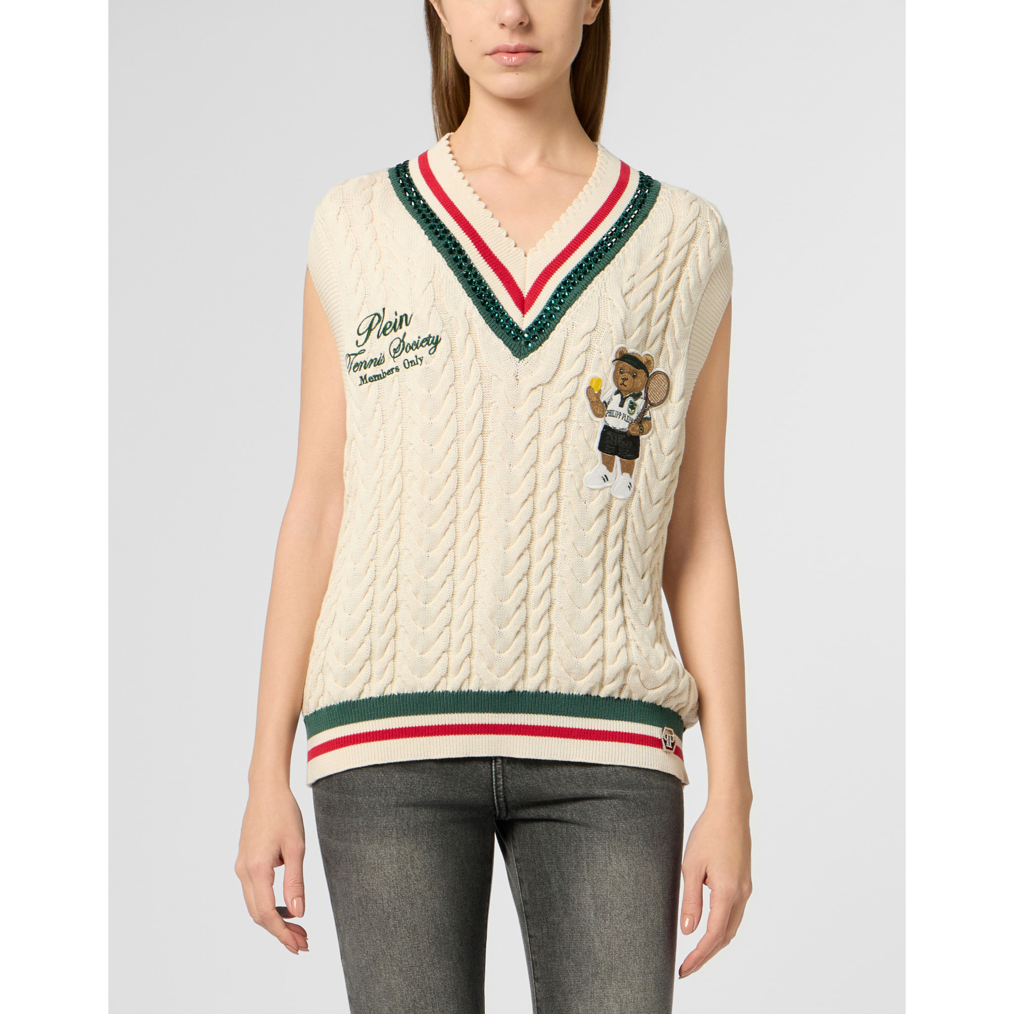 PHILIPP PLEIN V-Neck Gilet Tennis Club