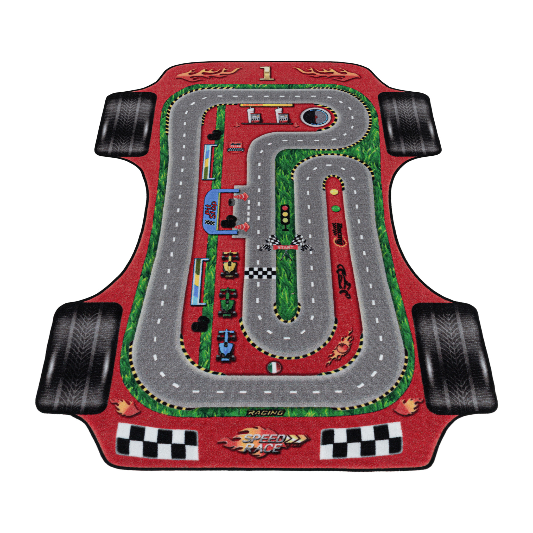PLAY - Tapis enfant circuit voiture rouge - PLA2907ROU