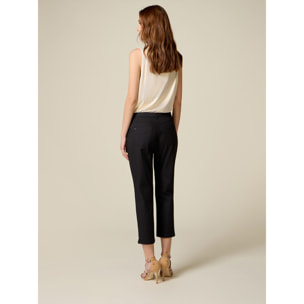Oltre - Pantaloni capri misto cotone - Nero