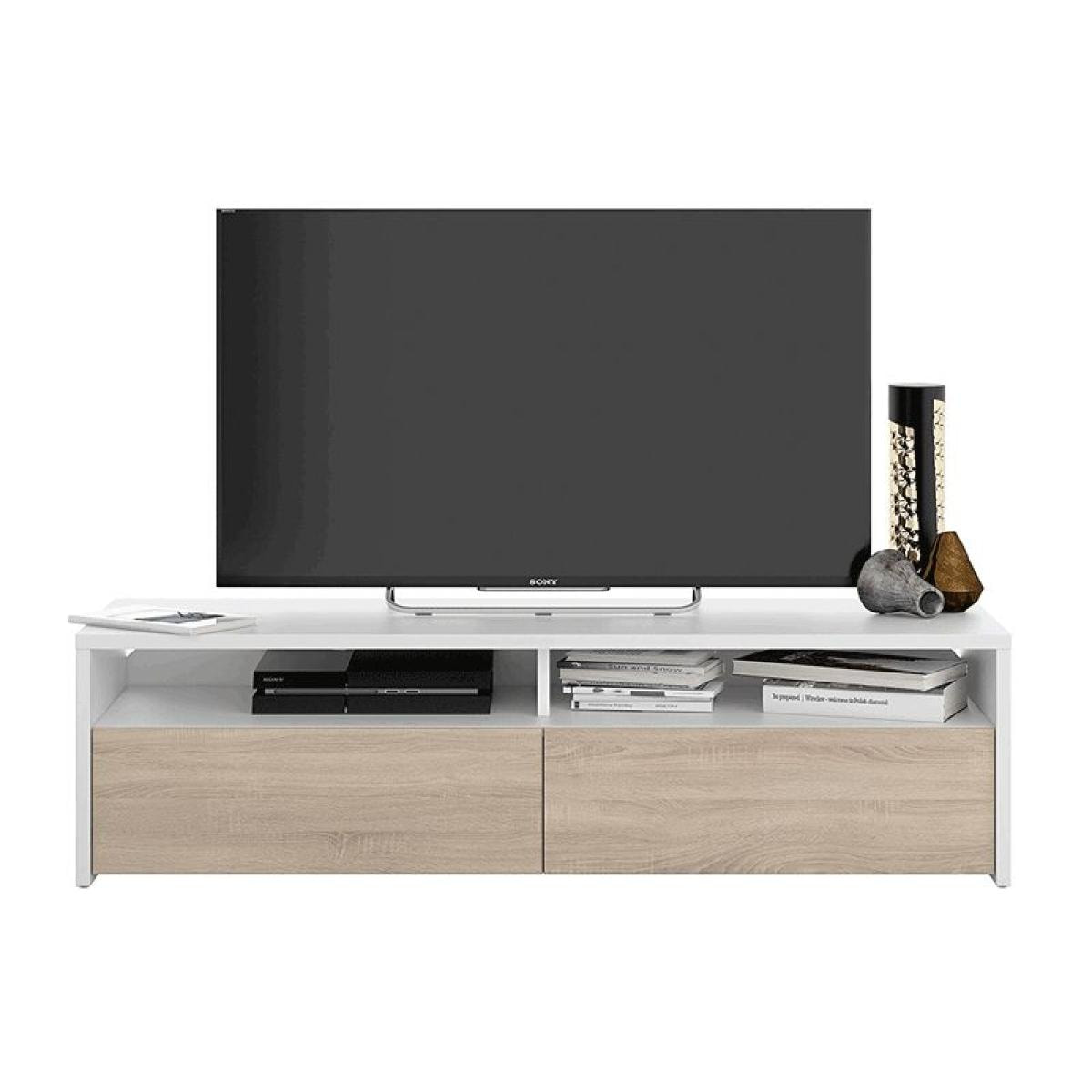 Mueble TV Kioto 2 puertas Blanco Artik (Blanco Mate) - Roble Canadian