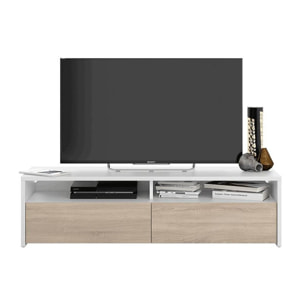 Mueble TV Kioto 2 puertas Blanco Artik (Blanco Mate) - Roble Canadian