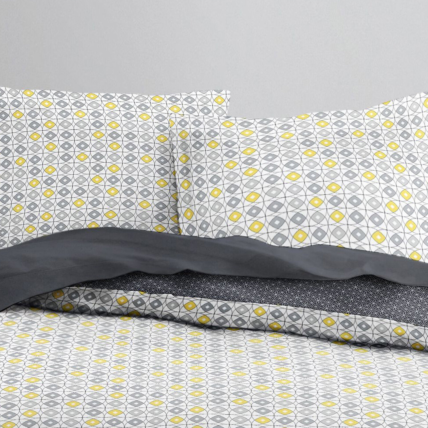 Parure housse de couette 3pcs 100% coton 57fils gris